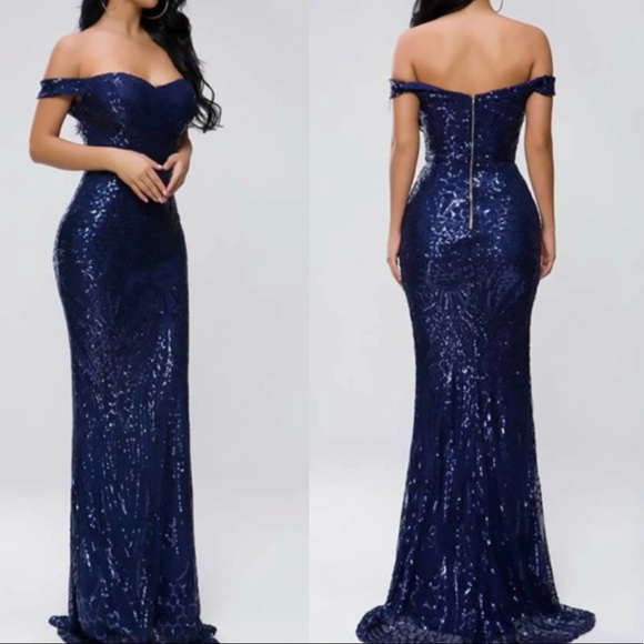 Luxurious sequins mermaid zip back formal party evening wedding prom dress - Picture 8 of 8